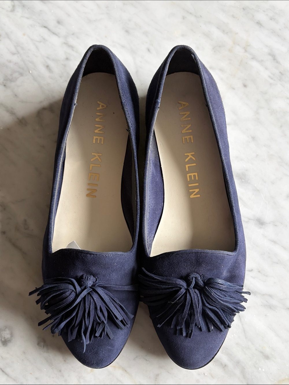 Anne Klein Navy Suede Tassel Flats - Women's size 7 1/2 Medium